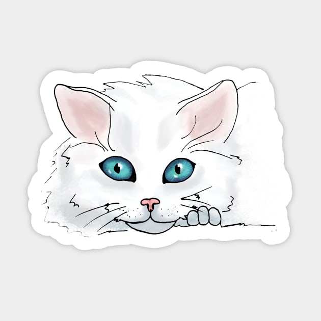 White Cats have the prettiest eyes Sticker by TheBlueNinja